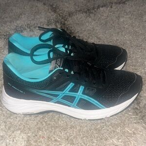 Asics Gel-Contend 5 women's running shoes black and ice mint EUC size 6